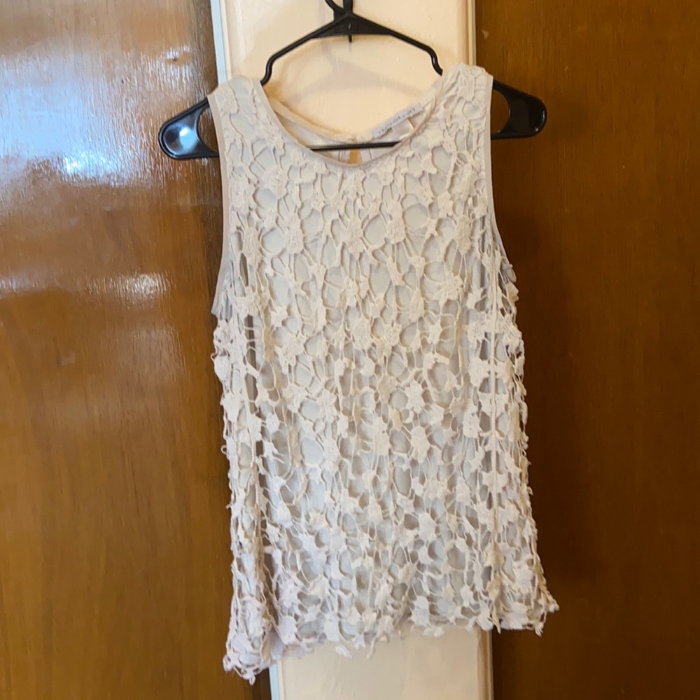 Cream lace overlay tank top